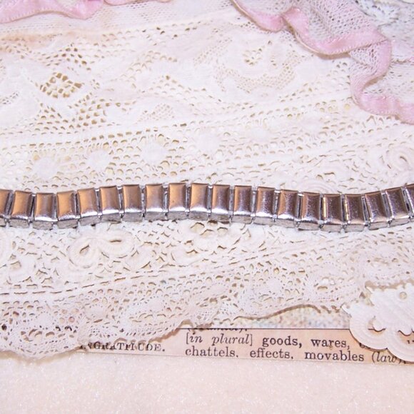 Art Deco Catamore Sterling Silver Rhinestone Line Bracelet - 7" Long - Picture 9 of 11